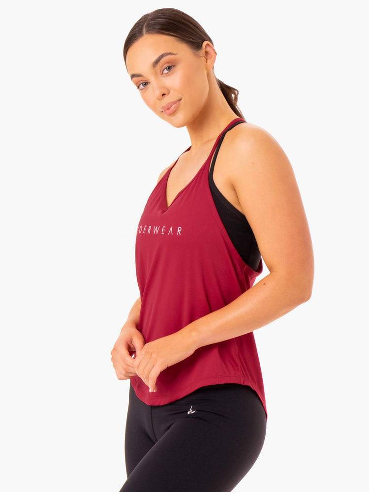 Wine Red Ryderwear Women Tanks Staples Slinky T-Back Women's Tanks | AU2969BC