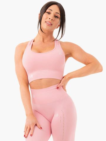 Baby Pink Marl Ryderwear Women Sports Bra Seamless Staples Women's Sports Bra | AU2527UT