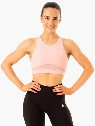 Baby Pink Ryderwear Women Sports Bra Amazon Mesh Women's Sports Bra | AU2332ZG