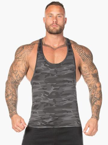 Black Camo Ryderwear Men Gym Stringers Camo Stringer T-Back Men's Gym Stringers | AU1506QZ