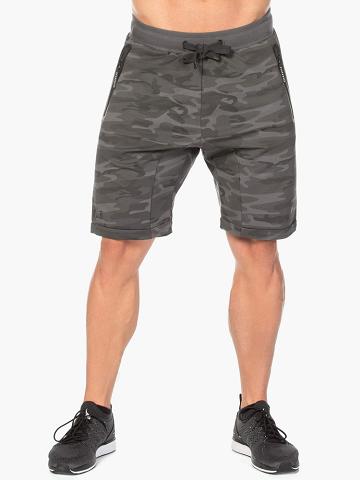 Black Camo Ryderwear Men Shorts Camo Fleece Track Men's Shorts | AU1355YU