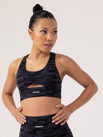 Black Camo Ryderwear Women Sports Bra Base Racer Back Women's Sports Bra | AU2365DN