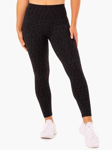 Black Leopard Ryderwear Women Leggings Hybrid Full Length Women's Leggings | AU1900TV