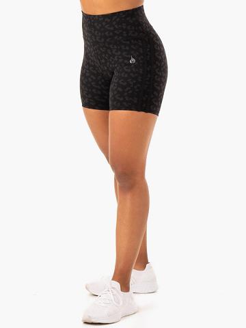 Black Leopard Ryderwear Women Shorts Evolution High Waisted Scrunch Women's Shorts | AU2181MA