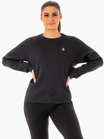 Black Leopard Ryderwear Women Sweaters Adapt Boyfriend Women's Sweaters | AU2627SO