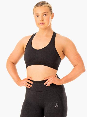 Black Marl Ryderwear Women Sports Bra Excel Seamless Women's Sports Bra | AU2277KI