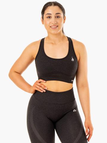 Black Marl Ryderwear Women Sports Bra Sculpt Seamless Racer Back Women's Sports Bra | AU2295PQ