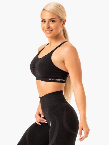 Black Marl Ryderwear Women Sports Bra Sculpt Seamless Women's Sports Bra | AU2472PQ