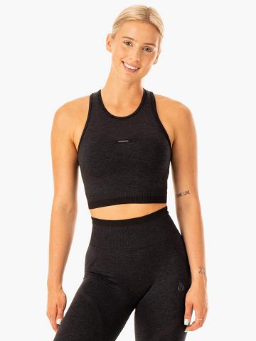 Black Marl Ryderwear Women Tanks Excel Seamless Women's Tanks | AU2961YU