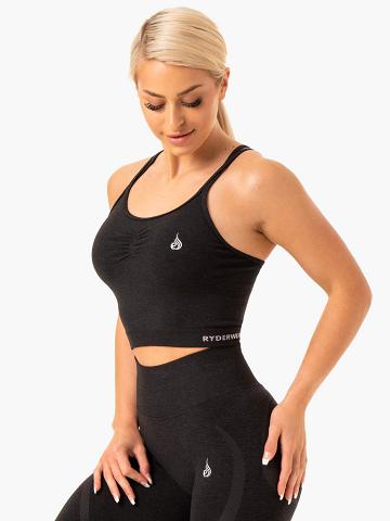 Black Marl Ryderwear Women Tanks Sculpt Seamless Women's Tanks | AU3023GL