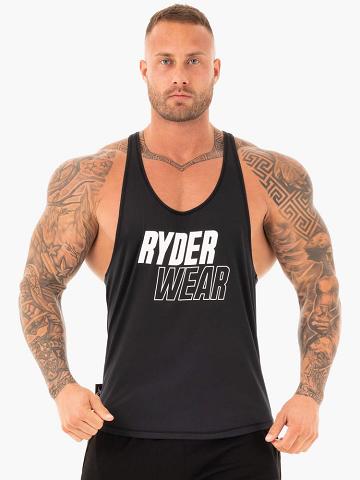 Black Ryderwear Men Gym Stringers Lift T-Back Stringer Men's Gym Stringers | AU1523KI