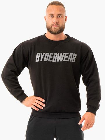 Black Ryderwear Men Sweaters Ease Fleece Pullover Men's Sweaters | AU1309SO