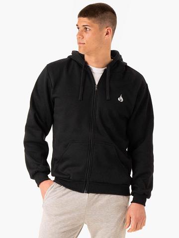 Black Ryderwear Men Sweaters Essential Zip Up Jacket Men's Sweaters | AU1313HK