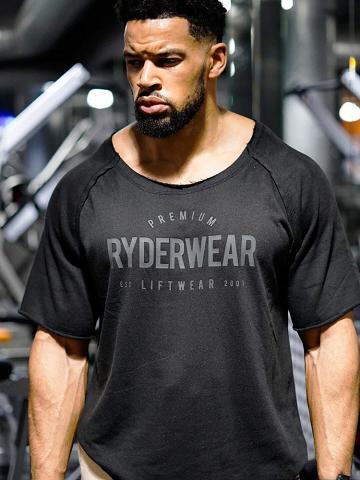 Black Ryderwear Men T Shirts Advance Fleece Rag Top Men's T Shirts | AU1194QZ