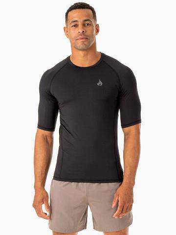 Black Ryderwear Men T Shirts Division Base Layer Men's T Shirts | AU1213ZG