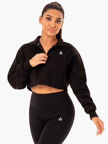 Black Ryderwear Women Hoodie Base Half Zip Jumper Women's Hoodie | AU1685BC