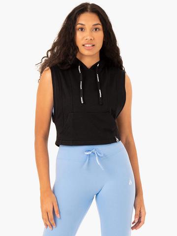 Black Ryderwear Women Hoodie Replay Sleeveless Women's Hoodie | AU1689WY