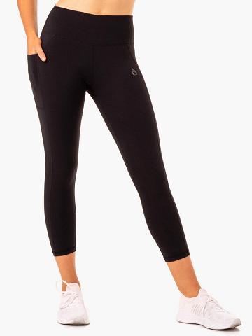 Black Ryderwear Women Leggings Action High Waisted 7/8 Pocket Women's Leggings | AU1880AP