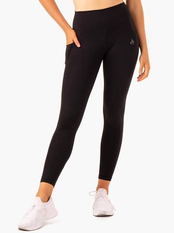 Black Ryderwear Women Leggings Action High Waisted Pocket Women's Leggings | AU1881SO