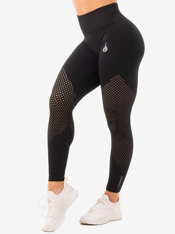 Black Ryderwear Women Leggings Geo Seamless High Waisted Women's Leggings | AU1748OR