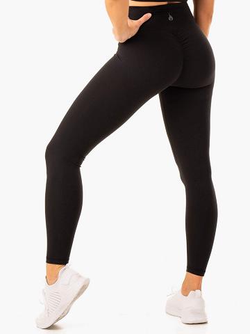 Black Ryderwear Women Leggings Serene Cross Over Scrunch Women's Leggings | AU1814VD