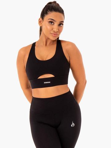 Black Ryderwear Women Sports Bra Base Racer Back Women's Sports Bra | AU2545GL