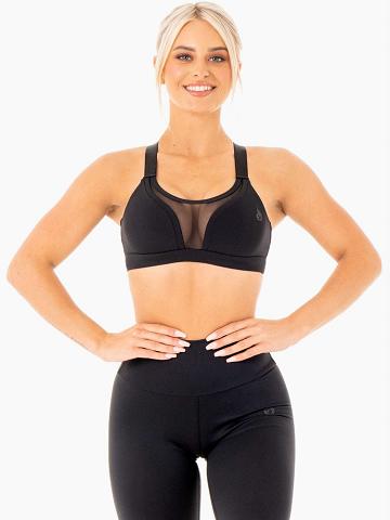 Black Ryderwear Women Sports Bra Collide Mesh Contour Women's Sports Bra | AU2415GL