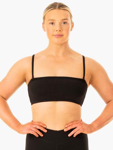 Black Ryderwear Women Sports Bra Convertible Bandeau Women's Sports Bra | AU2411LH