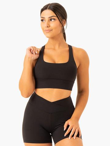 Black Ryderwear Women Sports Bra Flow Square Neck Women's Sports Bra | AU2264TV