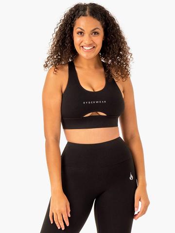 Black Ryderwear Women Sports Bra Focus Contour Women's Sports Bra | AU2437LH