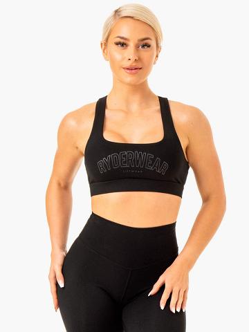 Black Ryderwear Women Sports Bra Knockout Racer Back Women's Sports Bra | AU2433VD