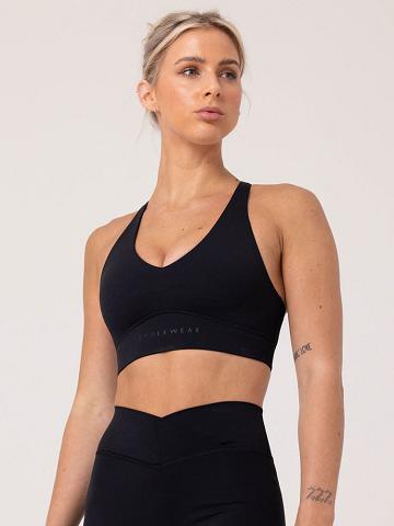 Black Ryderwear Women Sports Bra NKD Cross Over Women's Sports Bra | AU2343OR