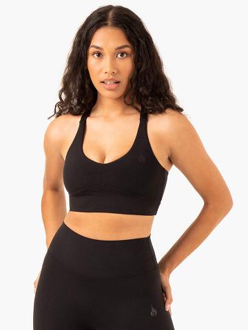 Black Ryderwear Women Sports Bra NKD Refine Women's Sports Bra | AU2439JJ