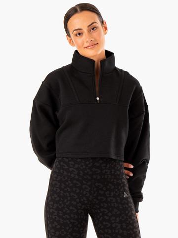 Black Ryderwear Women Sweaters Evolution Half Zip Women's Sweaters | AU2600SO