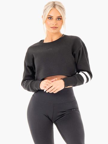 Black Ryderwear Women Sweaters Motion Cropped Women's Sweaters | AU2626DN