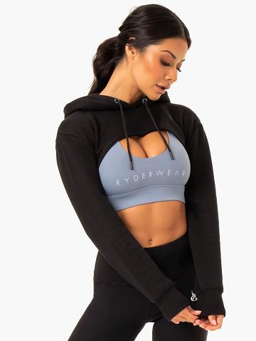 Black Ryderwear Women Sweaters Staples Super Crop Women's Sweaters | AU2575AP