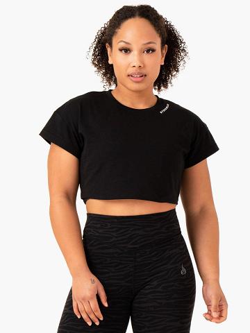 Black Ryderwear Women T Shirts Energy Cap Sleeve Women's T Shirts | AU2792UT