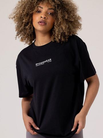 Black Ryderwear Women T Shirts Frequency Oversized Women's T Shirts | AU2797WY