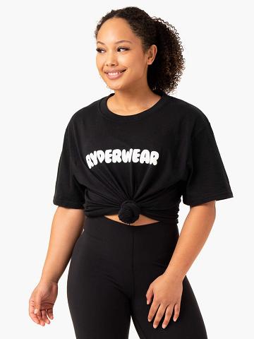 Black Ryderwear Women T Shirts Icon Oversized Women's T Shirts | AU2775YU