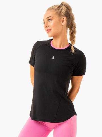 Black Ryderwear Women T Shirts Level Up Training Women's T Shirts | AU2785FM