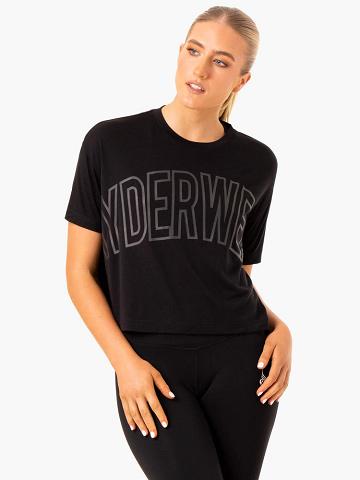 Black Ryderwear Women T Shirts Replay Boxy Tee Women's T Shirts | AU2721UT