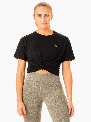 Black Ryderwear Women T Shirts Rotation Women's T Shirts | AU2766GL