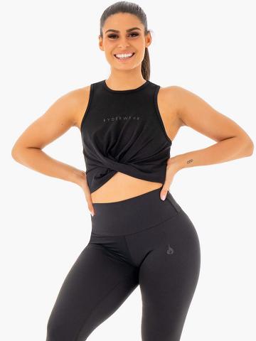 Black Ryderwear Women Tanks Adapt Twist Cropped Women's Tanks | AU3024FM