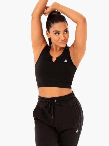 Black Ryderwear Women Tanks Base V Split Women's Tanks | AU3015VD