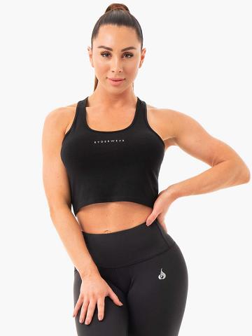 Black Ryderwear Women Tanks Cropped Racer Back Women's Tanks | AU3026SO