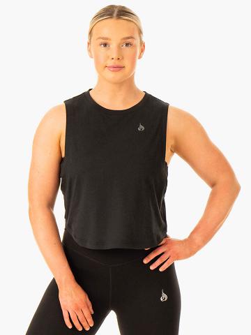 Black Ryderwear Women Tanks Flow Scoop Women's Tanks | AU2878KI