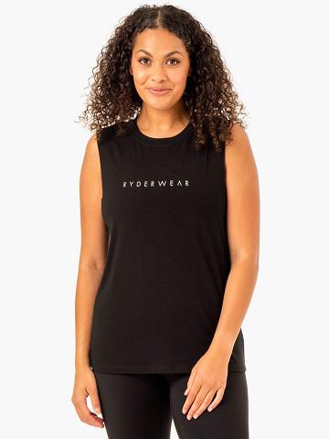 Black Ryderwear Women Tanks Foundation Muscle Women's Tanks | AU2873VD