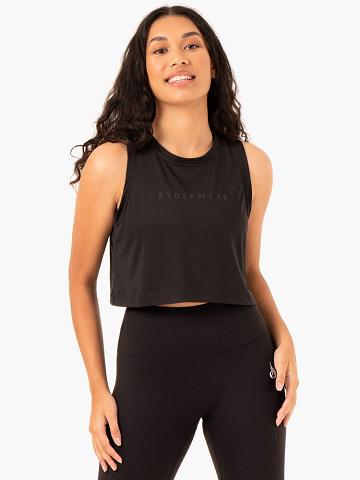 Black Ryderwear Women Tanks Hybrid Muscle Women's Tanks | AU3020KI