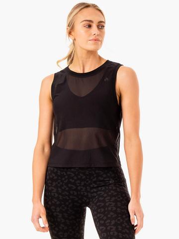 Black Ryderwear Women Tanks Ultra Mesh Women's Tanks | AU3008RW