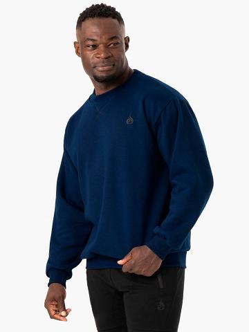 Blue Ryderwear Men Sweaters Reset Fleece Crew Neck Men's Sweaters | AU1335SO